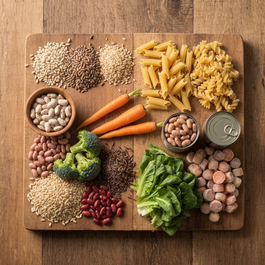 Comparison of whole plant foods versus processed versions on wooden surface